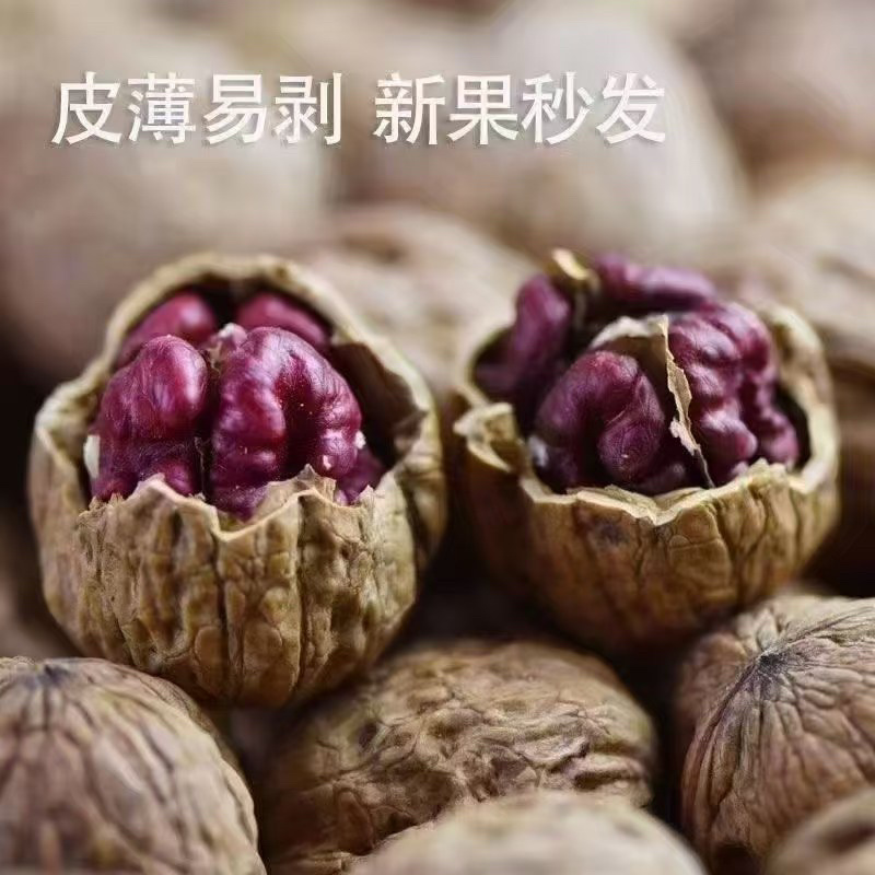 紫米核桃红米核桃春花果大果核桃饱满薄皮核桃现货批发代发