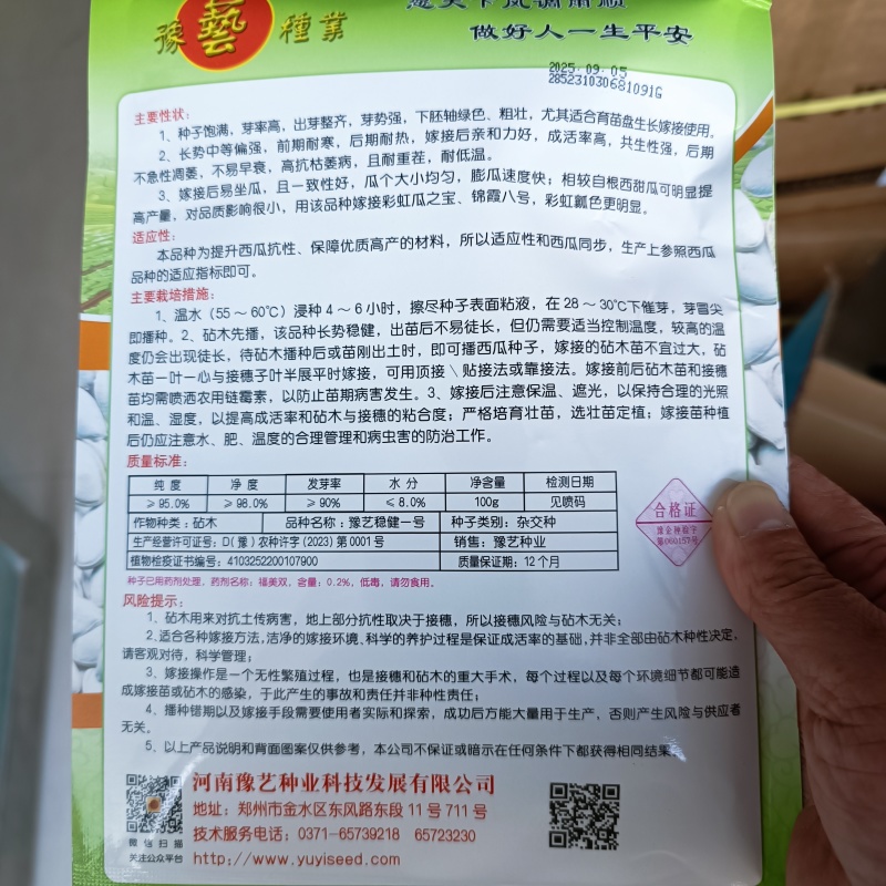 西瓜甜瓜专用砧木嫁接用南瓜种子苗场用抗病豫艺稳健一号粘木