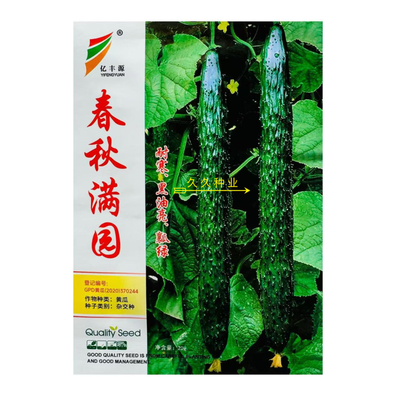 春秋满园早熟杂交油亮黄瓜种子绿皮绿肉质脆味甜瓜肉长耐