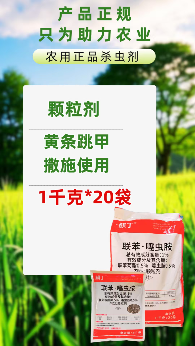 麒丁1%联苯噻虫胺杀虫剂黄条跳甲颗粒剂撒施1000克