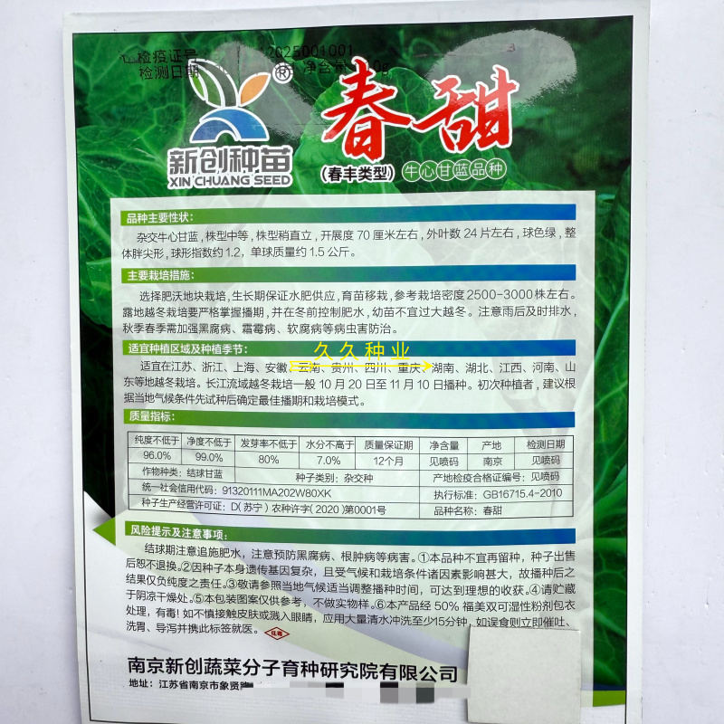 春甜牛心甘蓝种子早熟包菜种籽卷心菜耐寒春秋冬四季农家蔬菜