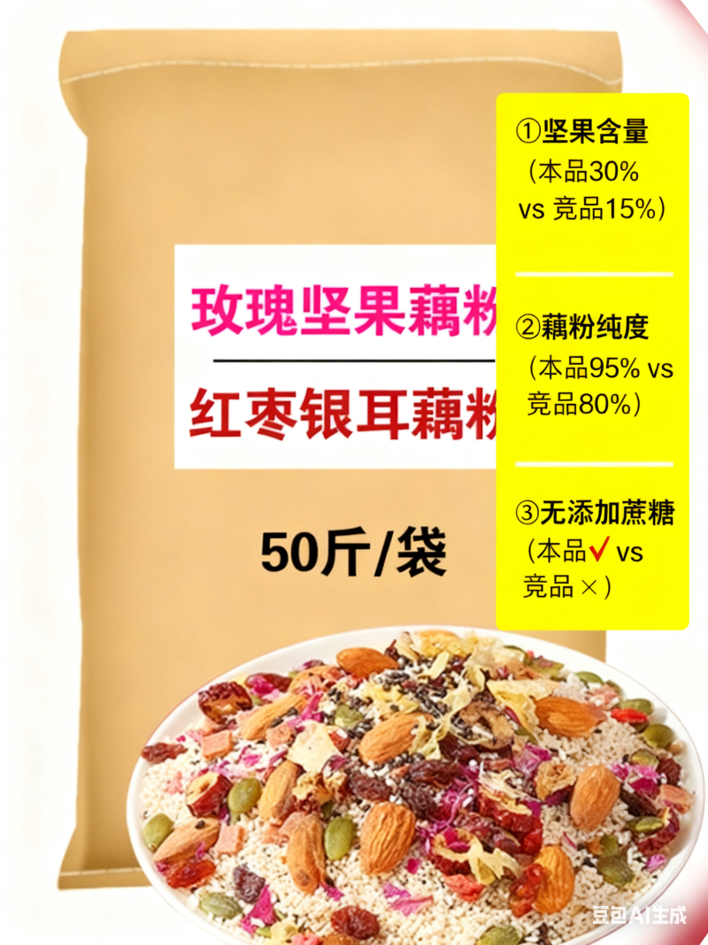 散装大袋藕粉颗粒批发，适合商超零售等多渠道销售