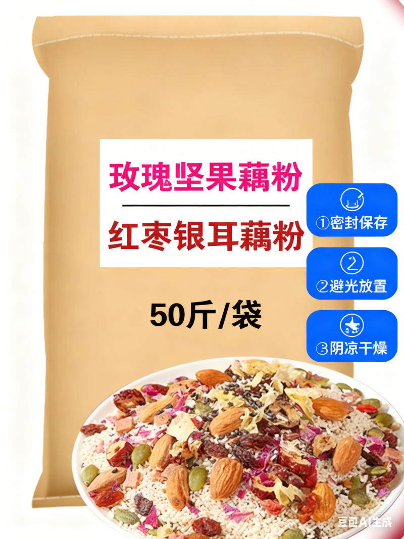 散装大袋藕粉颗粒批发，适合商超零售等多渠道销售