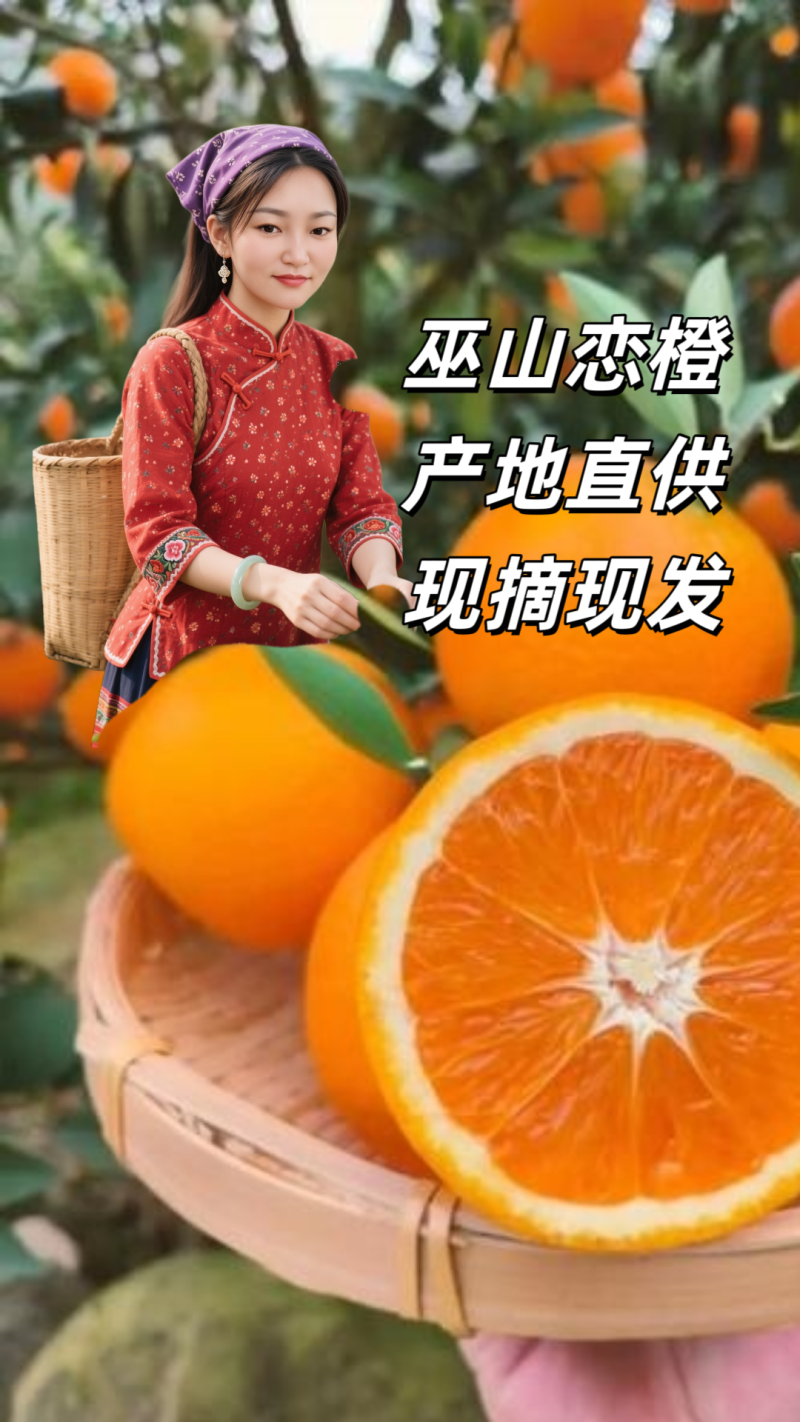 巫山纽荷尔橙子，产地直供，现摘现发，香甜多汁