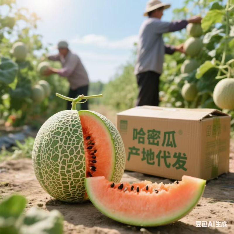 甘肃晓密25哈密瓜，皮薄多汁清甜爆汁品质保证！