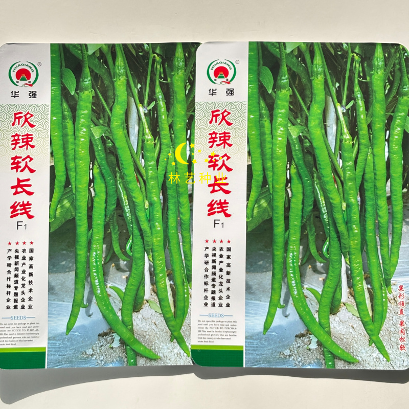 华强欣辣软长线椒种子早中熟果面微皱翠绿有光泽顺直松软春秋