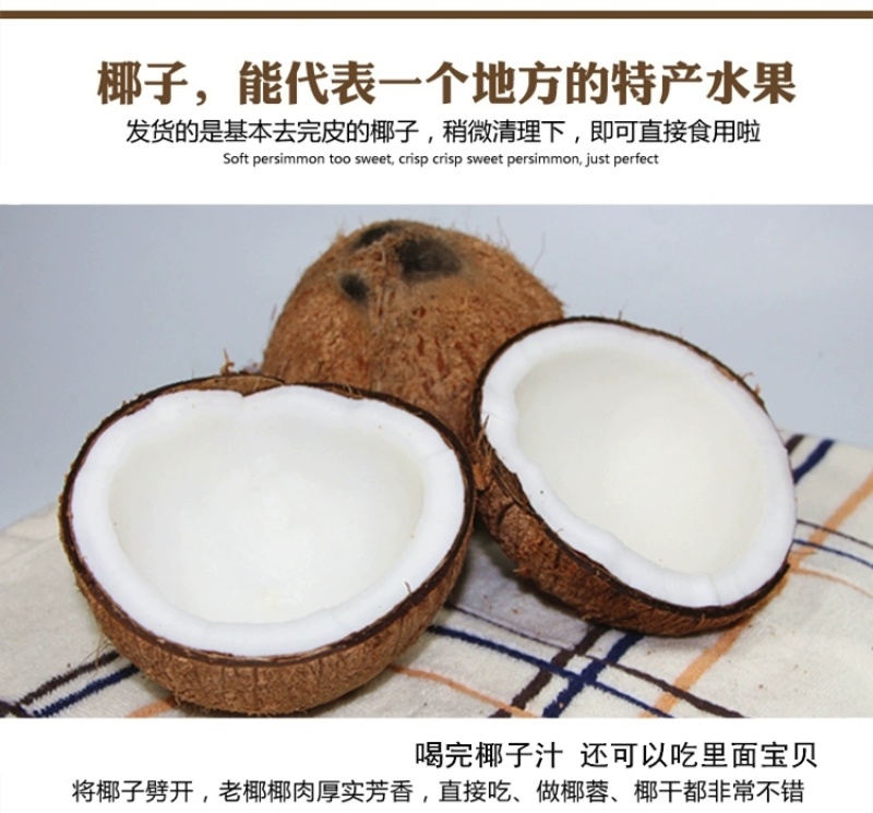 包邮）海南特产新鲜椰子去皮批发毛椰孕妇当季商用老椰子煲汤