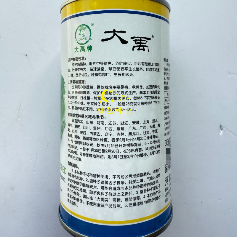 大禹拳王074结球生菜种子清香质嫩甜脆可口包心中早熟