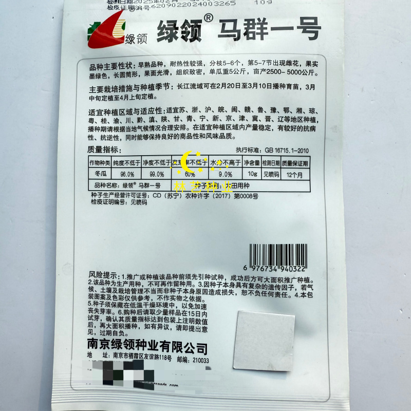 绿领马群一号冬瓜种子早熟耐热绿皮小冬瓜种籽春季长圆筒形