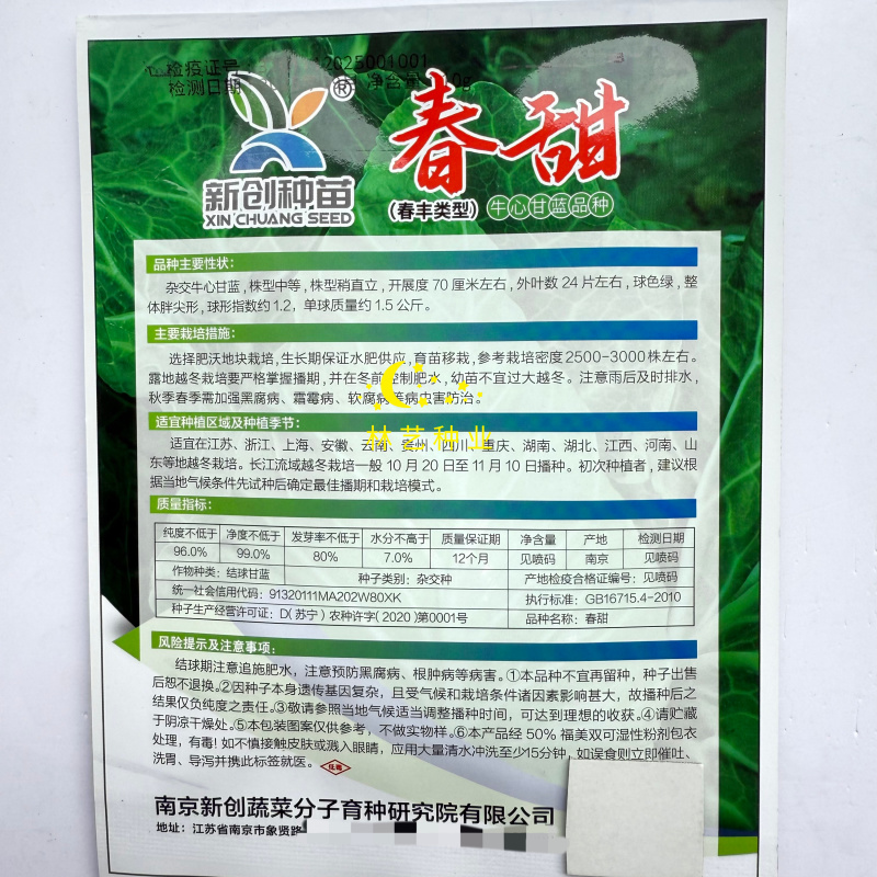 春甜牛心甘蓝种子早熟包菜种籽卷心菜耐寒春秋冬四季农家蔬菜
