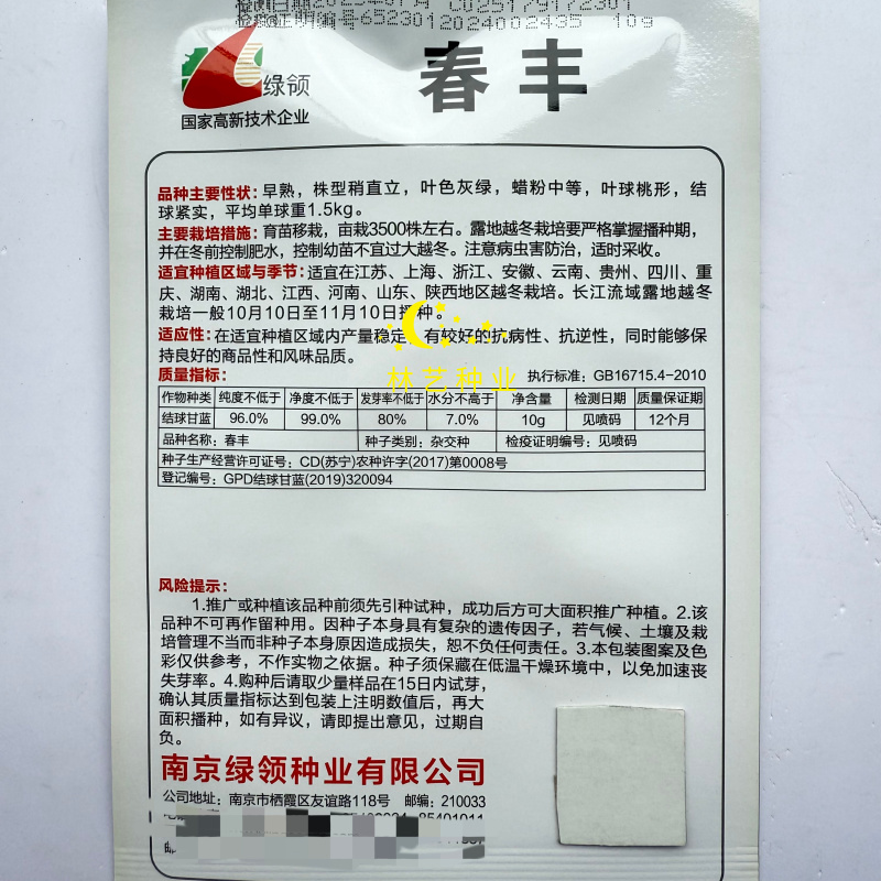 春丰牛心甘蓝种子早熟叶色灰绿腊粉中等叶球桃形结球紧实越冬