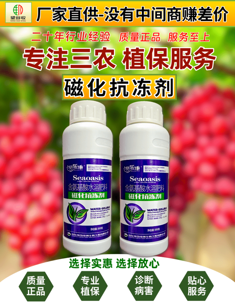 磁化抗冻剂缓解冻害增加能量降低冰点叶面肥