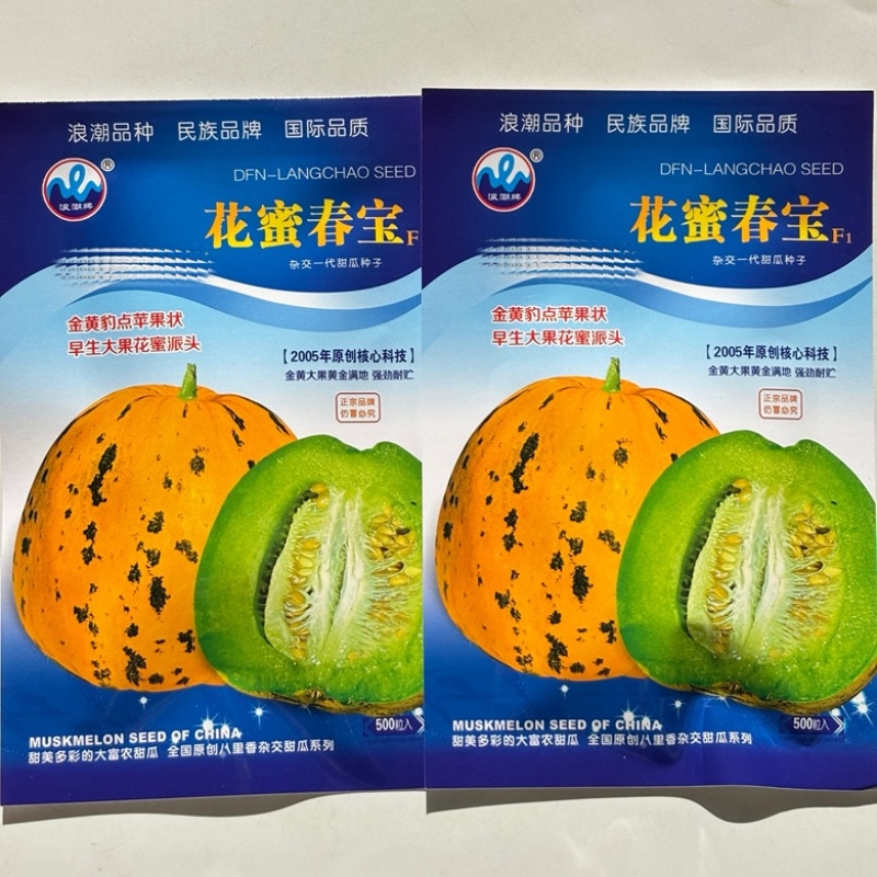 浪潮花密春宝甜瓜种子绿肉花豹纹甜瓜品种