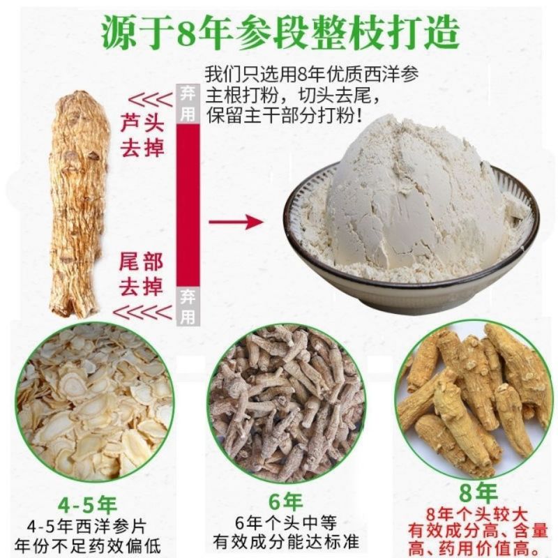 八年老参.超细粉，适合中老年人使，一瓶250克纯西洋参