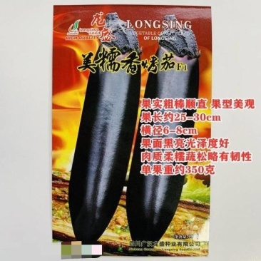 美糯烧烤茄种子肉厚粗棒顺直皮光亮长茄种子抗病高产黑长茄