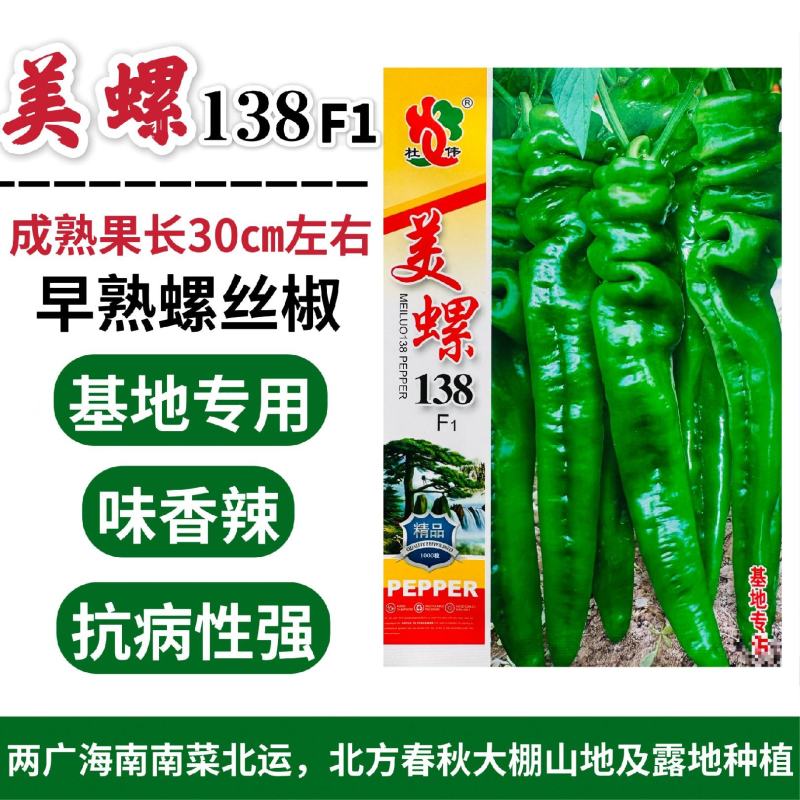 美螺138一代杂交螺丝椒种子香辣螺丝辣椒种子春秋大棚露地