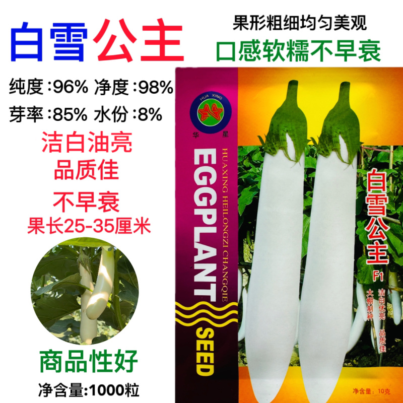 华星白雪公主茄子种子早熟高产抗病抗逆性强蔬菜