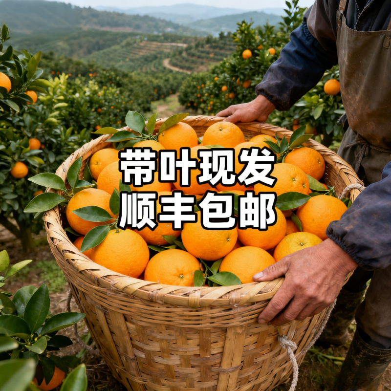 正宗赣南脐橙原产地现摘现发新鲜带叶顺丰包邮