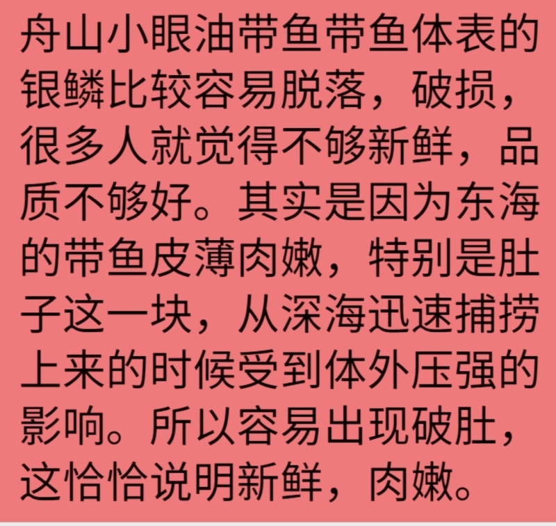 舟山带鱼油带鱼小眼带鱼新鲜带鱼东海带鱼速冻带鱼生刀