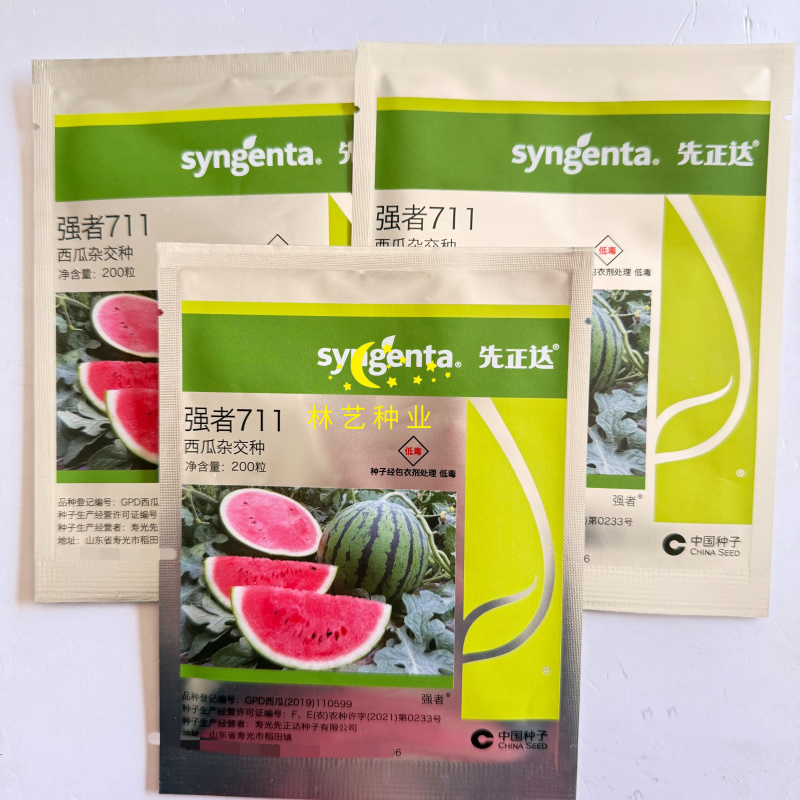 先正达强者711西瓜种子杂交种果实近圆球形皮色绿墨绿色