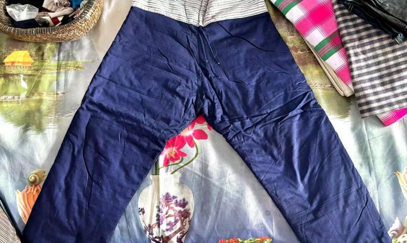 纯棉斜纹蓝布棉裤简单阳光好看舒服服能量磁场高，天天都想穿