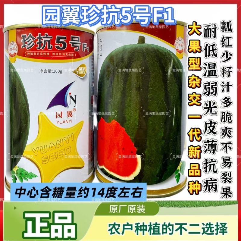 珍抗5号西瓜种子大果型耐重茬耐低温弱光抗病高产瓤红少籽