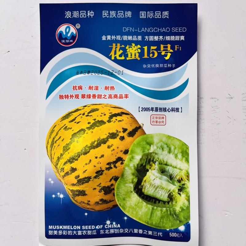 花蜜15号甜瓜品种早熟花皮甜瓜种子大田种植