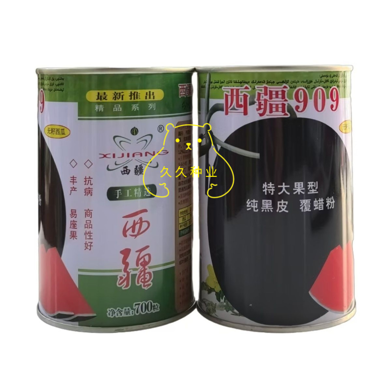 西疆909特大黑皮红瓤无籽中早晚熟西瓜种子耐病抗逆性强