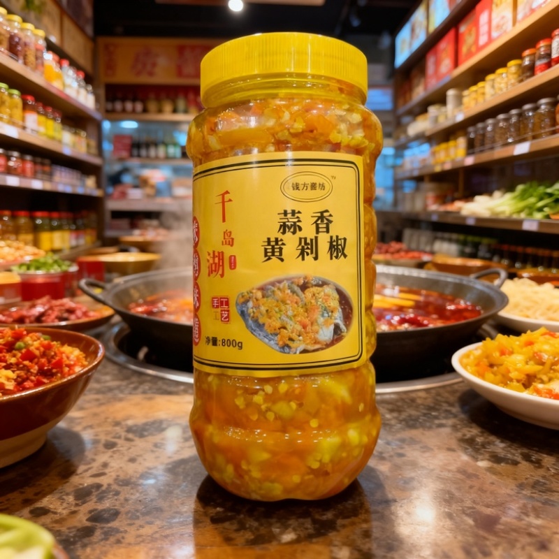 批发千岛湖蒜香黄椒鲜辣开胃黄辣酱商用供货可定制