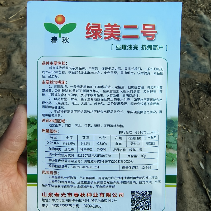 春秋绿美二号短棒油皮丝瓜种籽高产油亮香丝瓜水瓜种子