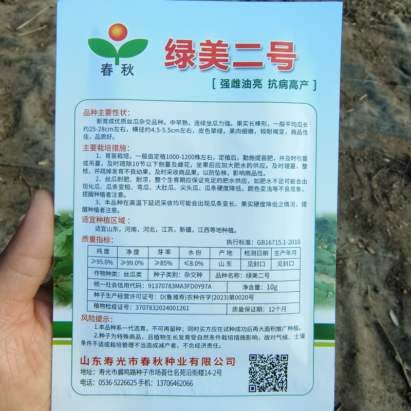 春秋绿美二号短棒油皮丝瓜种籽高产油亮香丝瓜水瓜种子