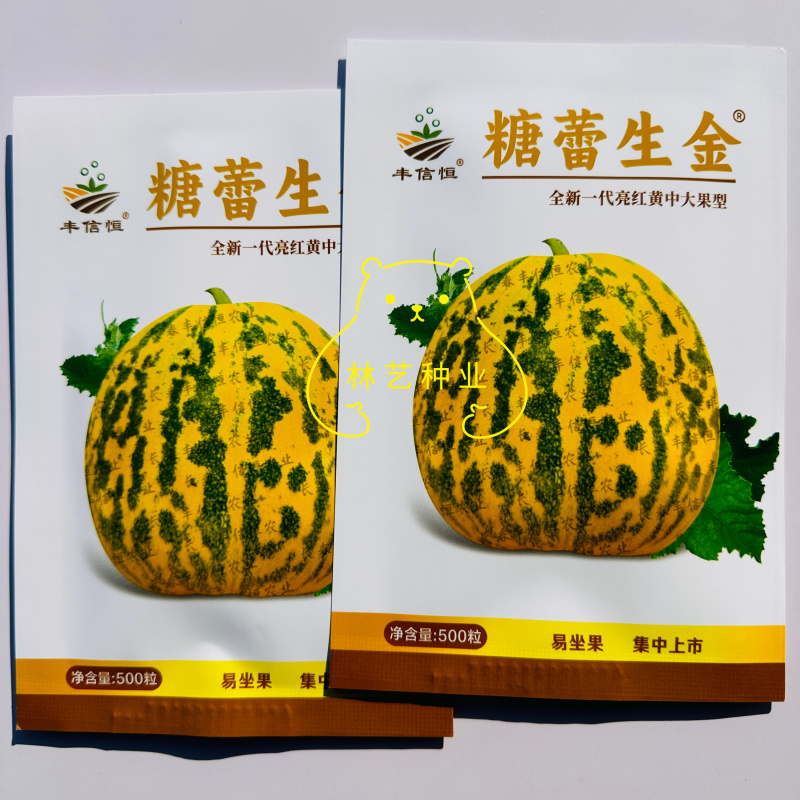 糖蕾生金中大果型八里香杂交甜瓜种子果皮亮红黄果肉硬绿肉