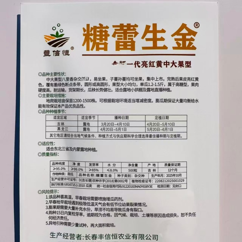 糖蕾生金中大果型八里香杂交甜瓜种子果皮亮红黄果肉硬绿肉糖