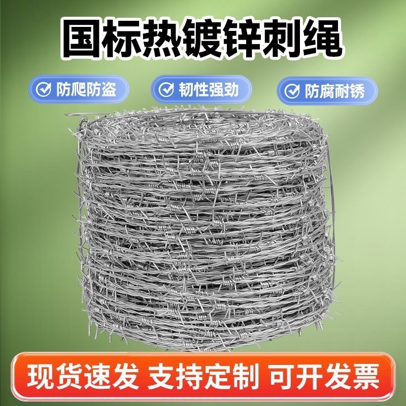 钢丝刺绳铁丝网围栏刺铁丝铁蒺藜隔离护栏网围墙防爬刺防盗刺