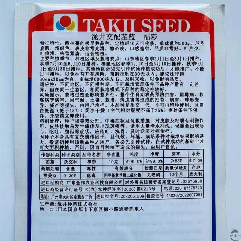 福莎苤蓝泷井交配苤蓝极早熟耐抽苔脆甜苤兰糠心晚品质好