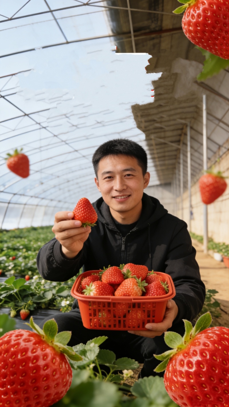 【精选】精品丹东九九草莓支持一件代发现摘现色泽诱人