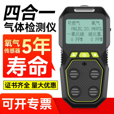 四合一气体检测仪便携式一氧化碳氧气有毒有害可燃气体探