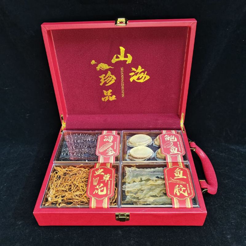 4拼，厂家直供礼盒海参鲍鱼鹿茸人参姬松茸鱼胶干货海鲜礼盒