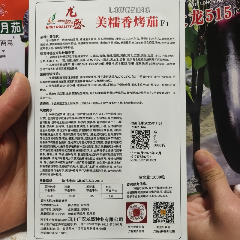 龙盛美糯香烤茄种子四季烧烤茄子种籽油黑香美味烧烤茄种基地