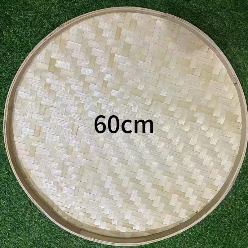 手工编织竹制品圆形无孔家用农村簸箕绘画装饰晾晒筛子家