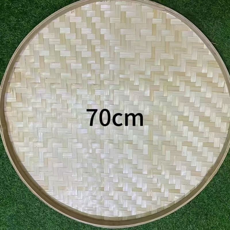 手工编织竹制品圆形无孔家用农村簸箕绘画装饰晾晒筛子家