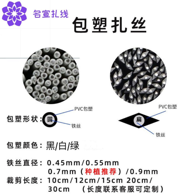葡萄园艺扎带绑扎电子厂光伏扎线手工包塑铁丝无花果绑丝