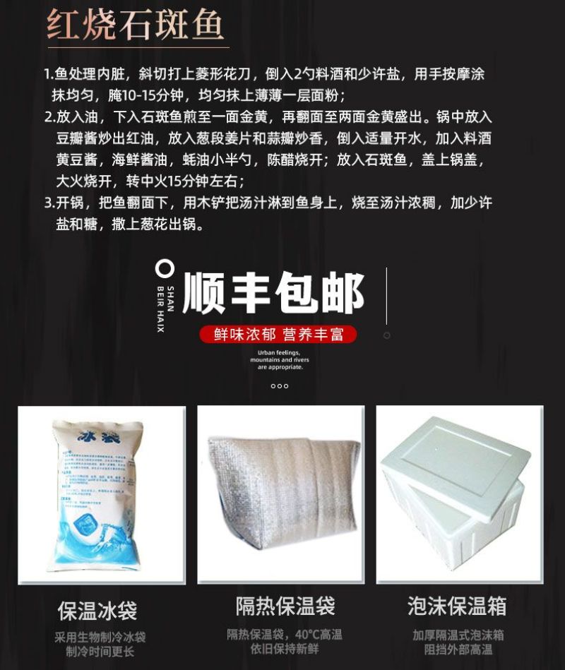 包邮）红石斑鱼整条新鲜冷冻大龙胆鱼红鱼颌斑石斑鱼海产品