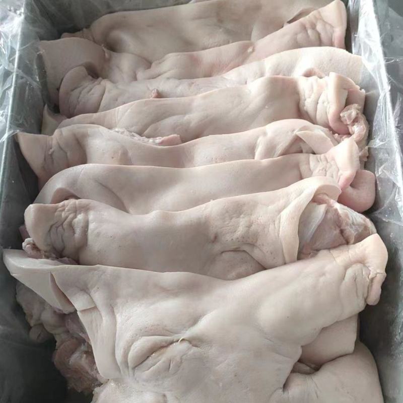 冷冻去耳头皮猪头肉无耳生头皮去骨猪脸肉无骨猪头生扒猪头肉