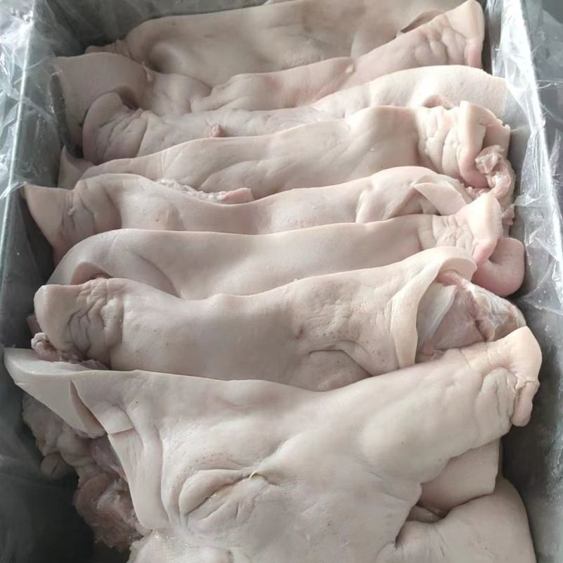冷冻去耳头皮猪头肉无耳生头皮去骨猪脸肉无骨猪头生扒猪头肉