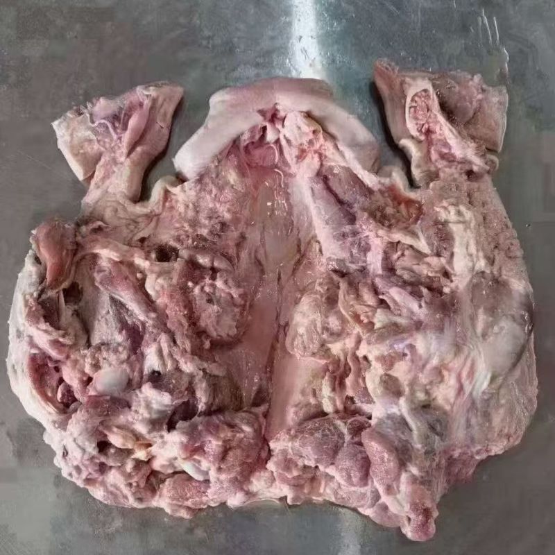 冷冻去耳头皮猪头肉无耳生头皮去骨猪脸肉无骨猪头生扒猪头肉