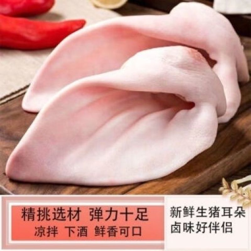 新鲜生猪耳朵生鲜冷冻批发带根去毛干净土猪耳朵猪肉凉拌