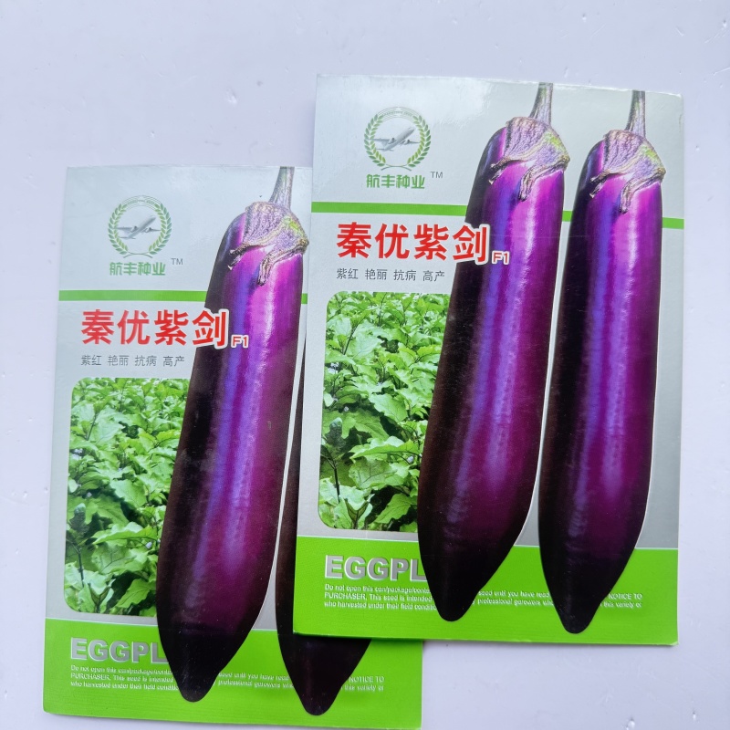 紫红长茄种子抗病高产春秋播种外皮光滑亮丽肉白绿色细嫩长茄