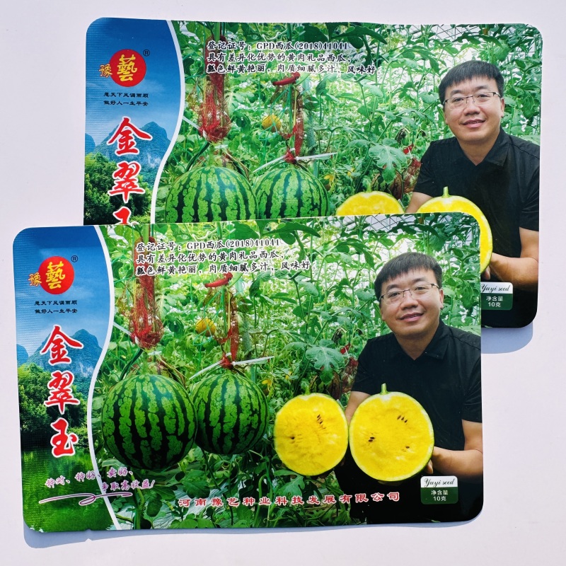 豫艺金翠玉西瓜种子早熟黄肉礼品西瓜种籽皮薄而韧花皮黄肉