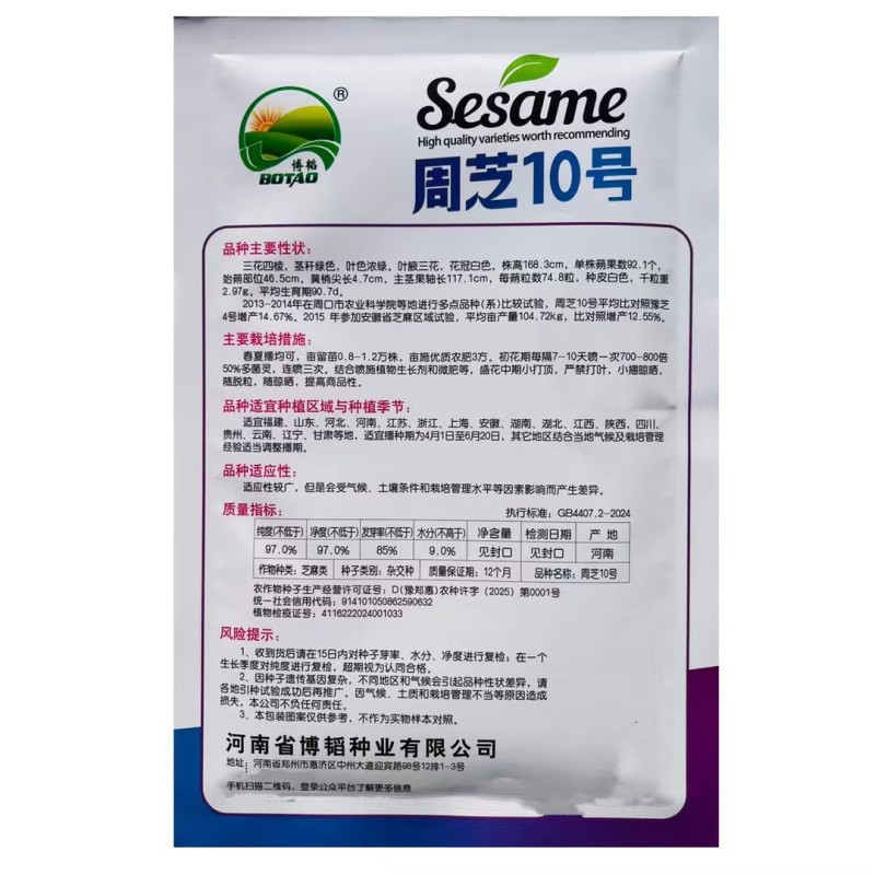 地天白芝麻种高产抗病抗倒伏白芝麻种籽大田基地用芝麻种